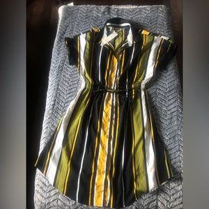 Black, green, yellow, white dress